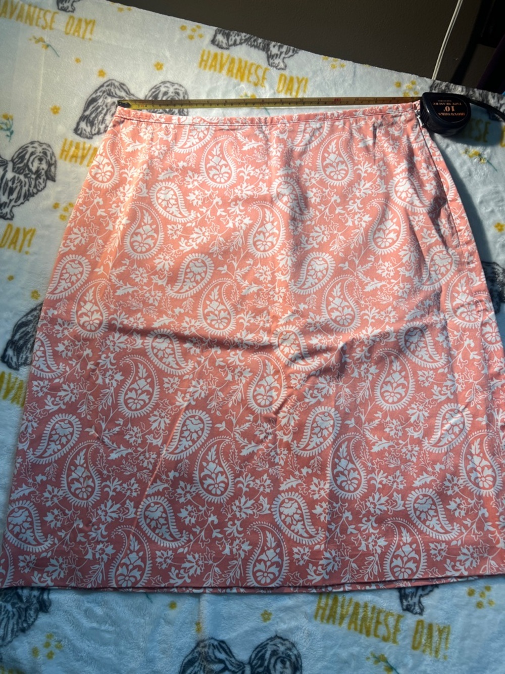 Brooks Brothers Coral and White Paisley A-Line Skirt Cotton Stretch